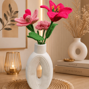 Handmade Crochet Flower Bouquet With Pot
